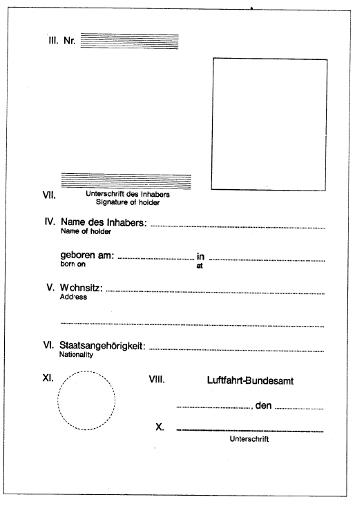 Muster Ausweis für Prüfer von Luftfahrtgerät, Seite 2 (BGBl. I 1984 S. 335)