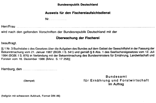 Ausweis für den Fischereiaufsichtsdienst (BGBl. 1989 I S. 1487)