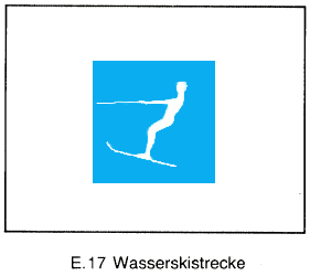 Tafelzeichen E.17 zum Wasserskilaufen freigegebene Strecken und Wasserflächen (BGBl. I 1990 S. 107)