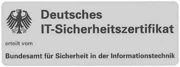 Abbildung Amtliches Prüf- und Gewährzeichen der Bundesrepublik Deutschland für die Sicherheit von informationstechnischen Systemen und Komponenten, Deutsches IT-Sicherheitszertifikat (BGBl. I 2000 S. 446)