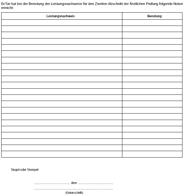 Zeugnis über die Ärztliche Prüfung Seite 2 (BGBl. I 2002 S. 2432)