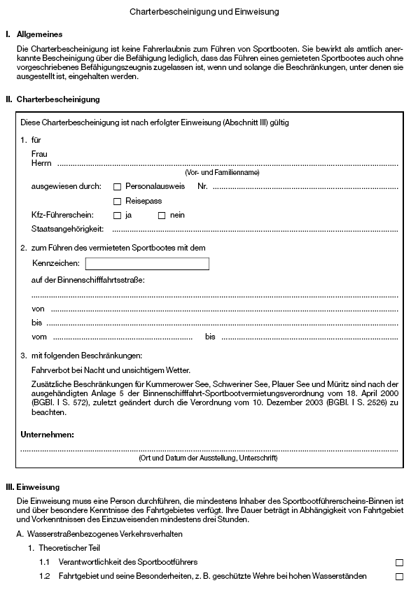 Charterbescheinigung und Einweisung Seite 1 (BGBl. I 2003 S. 2527)