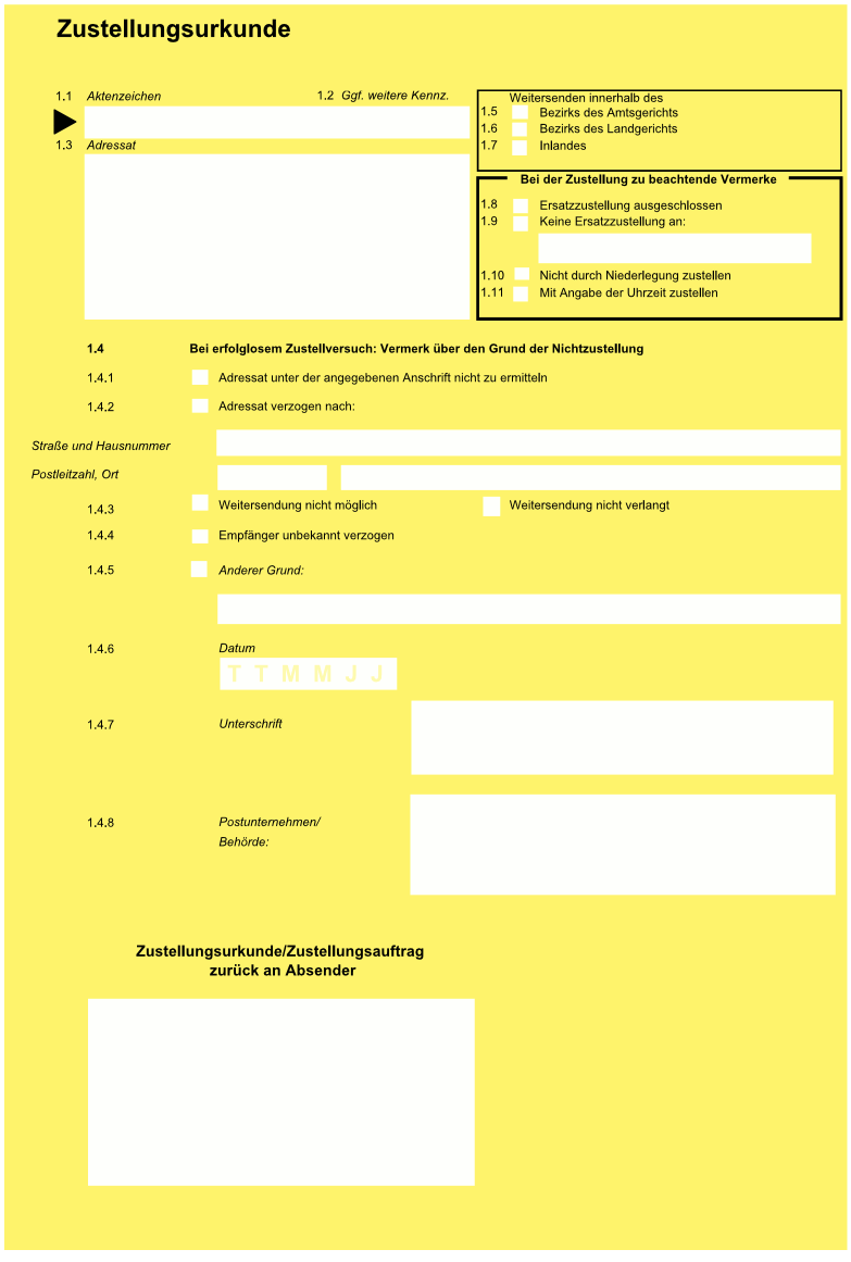 Zustellungsurkunde Seite 1 (BGBl. 2004 I S. 620)