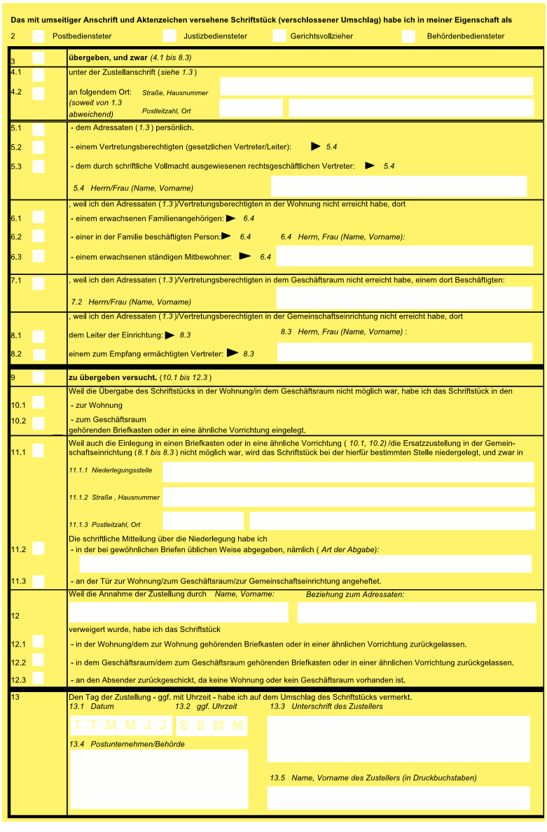 Zustellungsurkunde Seite 2 (BGBl. 2004 I S. 621)