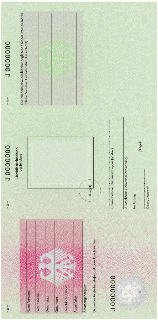 Muster „Bescheinigung über die Aufenthaltsgestattung" Rückseite (BGBl. 2004 I S. 3025)