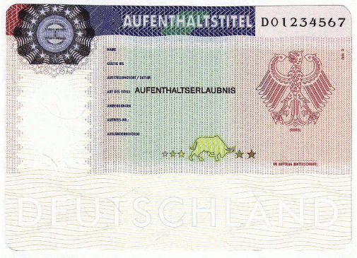 Muster für das Klebeetikett 'Aufenthaltserlaubnis' (BGBl. 2004 I S. 3028)