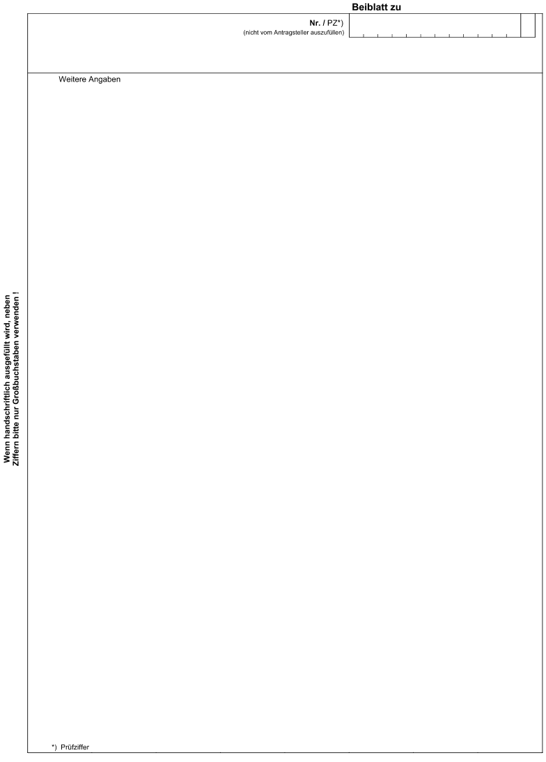 Formblatt: Deklarationsanalyse DA, Beiblatt (BGBl. 2006 I S. 2315)