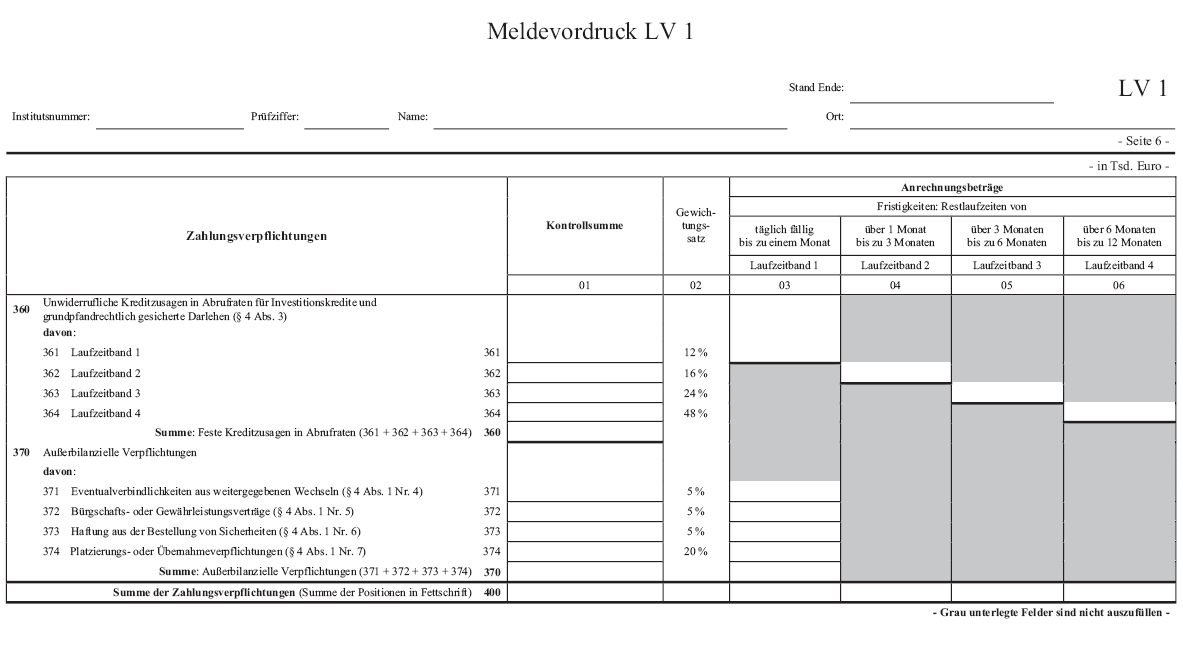 Meldevordruck LV 1, Seite 6 (BGBl. 2006 I S. 3129)