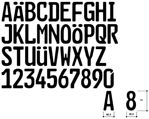 Schriftart Kennzeichen Engschrift 75 mm (BGBl. I 2011 S. 189)