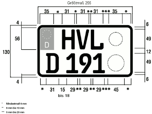 verkleinertes zweizeiliges Kennzeichen (BGBl. I 2011 S. 194)