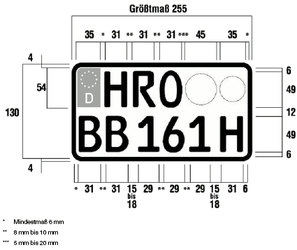 Oldtimerkennzeichen verkleinertes zweizeiliges Kennzeichen (BGBl. I 2006 S. 1046)