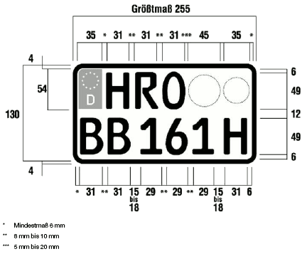 Oldtimerkennzeichen verkleinertes zweizeiliges Kennzeichen (BGBl. I 2011 S. 198)