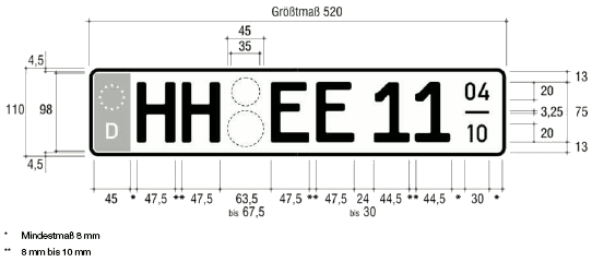 Saisonkennzeichen einzeiliges Kennzeichen (BGBl. I 2011 S. 198)