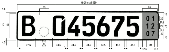 Kurzzeitkennzeichen einzeiliges Kennzeichen (BGBl. I 2006 S. 1048)