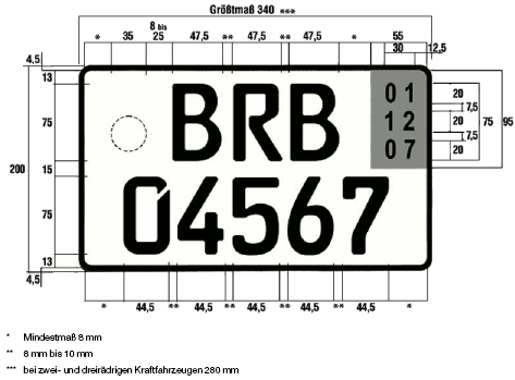 Kurzzeitkennzeichen zweizeiliges Kennzeichen (BGBl. I 2011 S. 200)