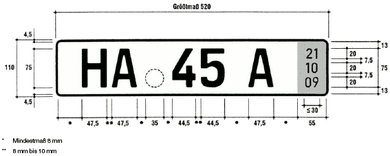Ausfuhrkennzeichen einzeiliges Kennzeichen (verkleinert) (BGBl. I 2006 S. 1050)