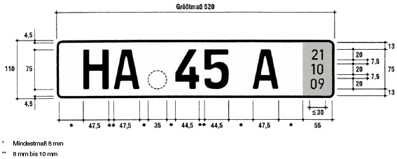 Ausfuhrkennzeichen einzeiliges Kennzeichen (verkleinert) (BGBl. I 2011 S. 202)