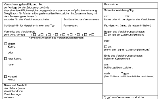 Versicherungsbestätigung (BGBl. I 2011 S. 216)