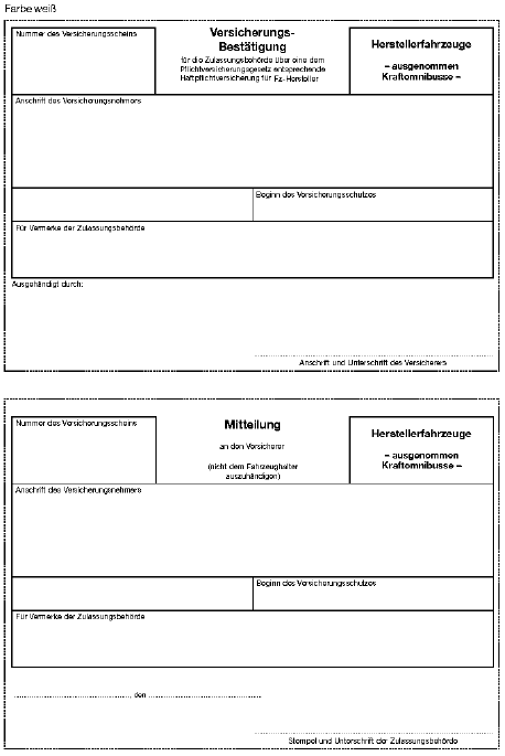 Versicherungsbestätigung für Hersteller (BGBl. I 2006 S. 1065)