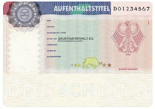 Muster für das Klebeetikett 'Daueraufenthalt-EG' (BGBl. 2007 I S. 2109)