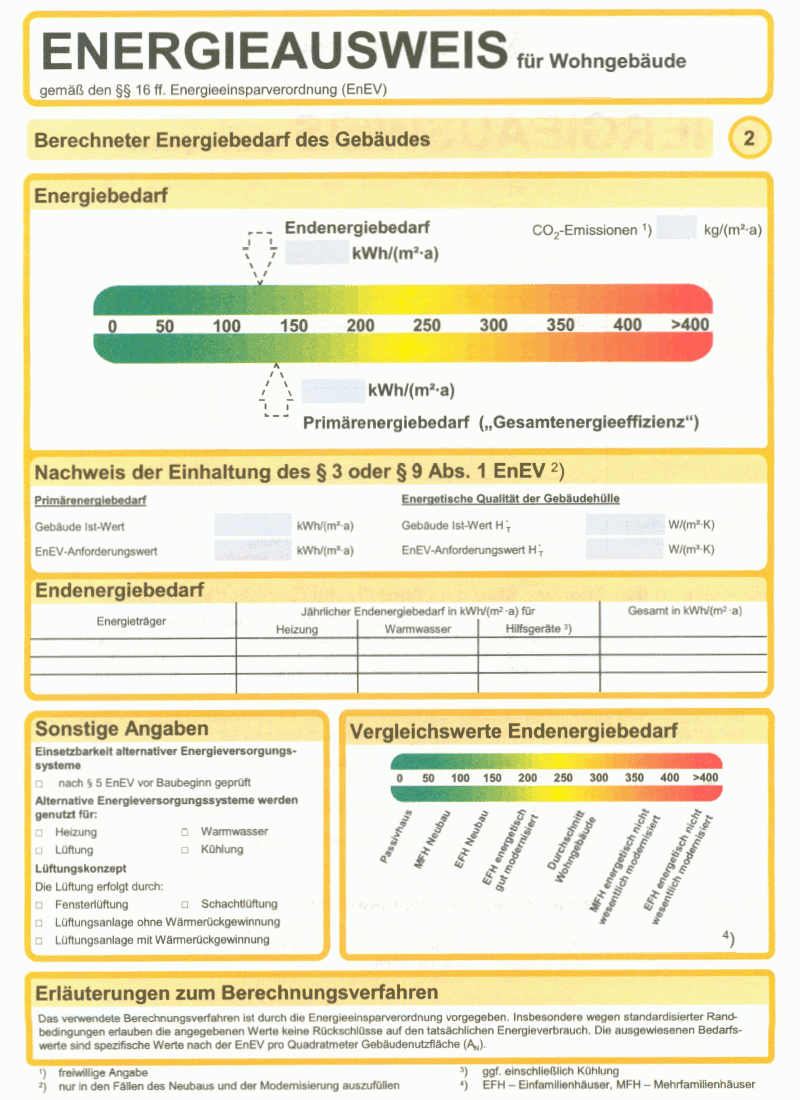 Muster Energieausweis für Wohngebäude Seite 2