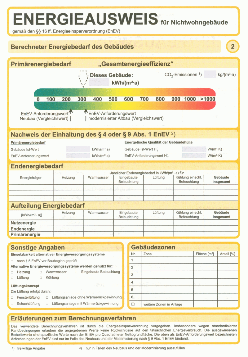 Muster Energieausweis für Nichtwohngebäude Seite 2