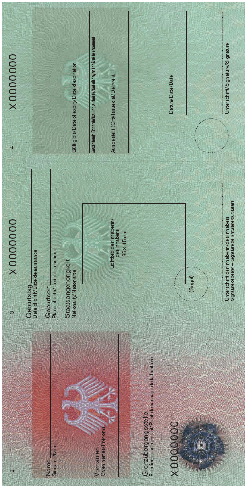 Muster Reiseausweis als Passersatz zur Einreise in die Bundesrepublik Deutschland Innenseiten (BGBl. 2007 I S. 2459)