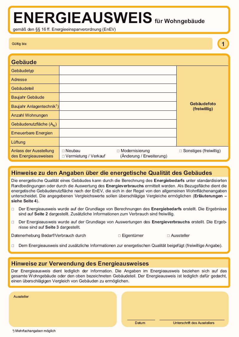 Energieausweis Wohngebäude Seite 1