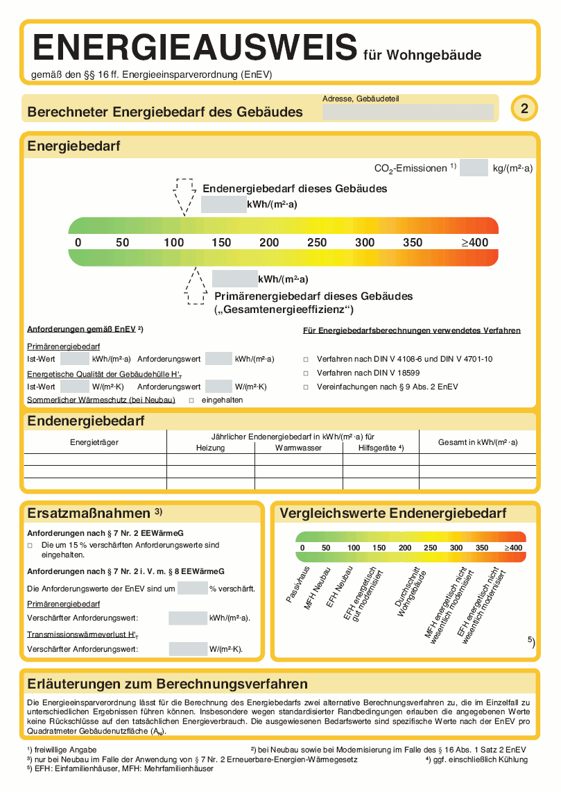 Energieausweis Wohngebäude Seite 2