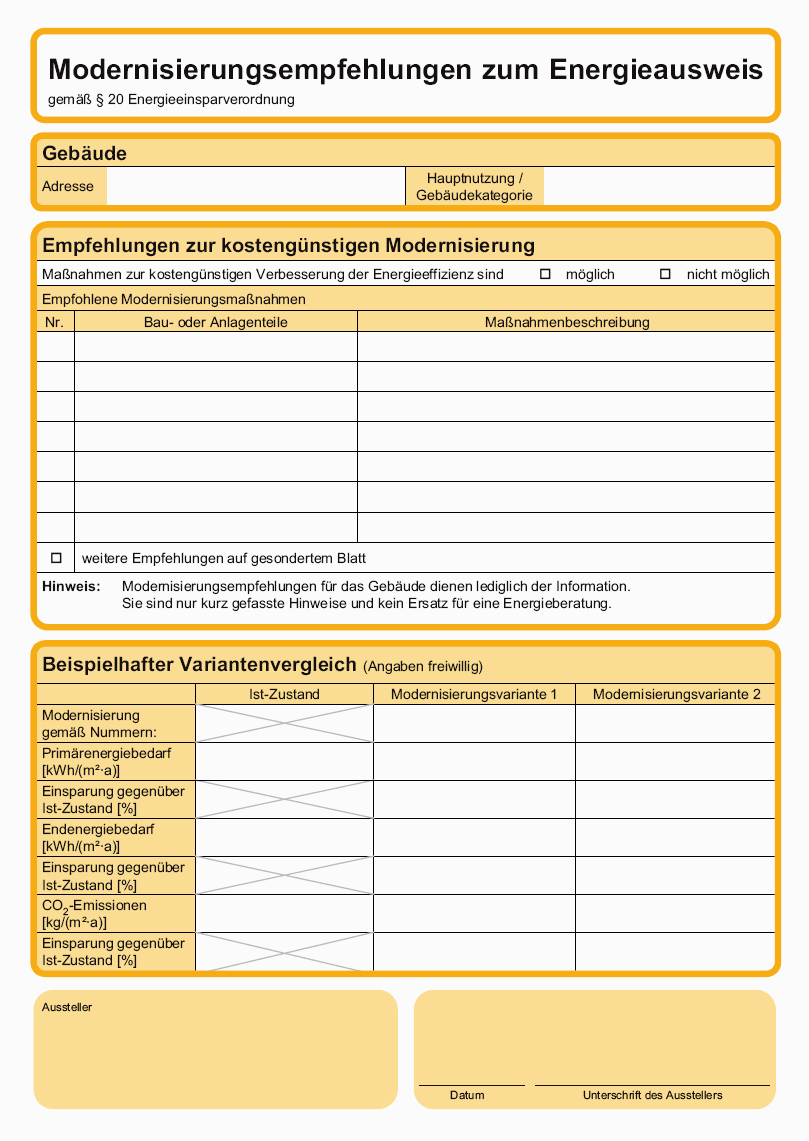 Modernisierungsempfehlungen