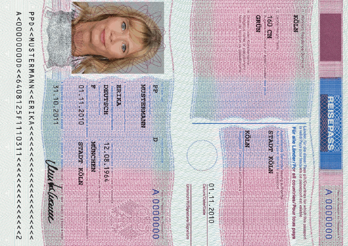 Vorläufiger Reisepass, Aufkleber Personaldaten (BGBl. 2010 I S. 1447) Vorläufiger Reisepass, Aufkleber Personaldaten (BGBl. 2010 I S. 1447)