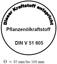 Kennzeichnung Pflanzenölkraftstoff (BGBl. I 2010 S. 1860)