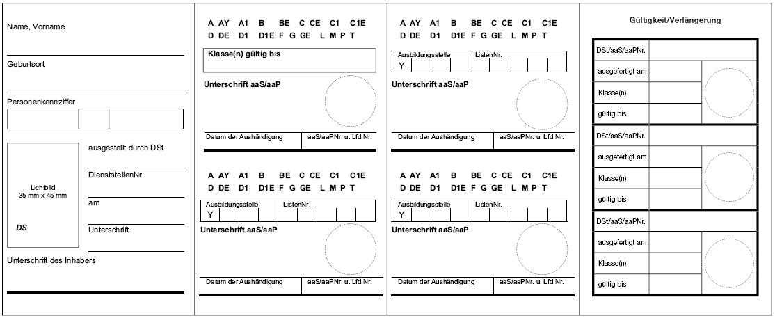 Muster des Dienstführerscheins der Bundeswehr, Rückseite (BGBl. I 2010 S. 2060)