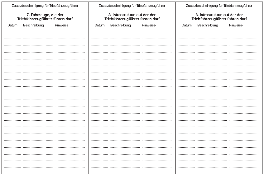 Europäische Modell für die Zusatzbescheinigung, Rückseite (BGBl. I 2011 S. 719)