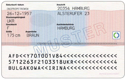 Dokumente mit elektronischem Speicher- und Verarbeitungsmedium - Daueraufenthaltskarte (Familienangehöriger EU) - Rückseite - (BGBl. I 2011 S. 1547)