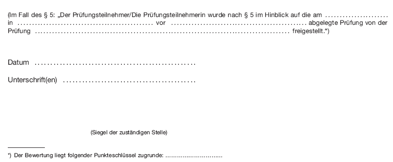 Muster Zeugnis über die Prüfung zum anerkannten Fortbildungsabschluss Geprüfter Fachwirt für Büro- und Projektorganisation/Geprüfte Fachwirtin für Büro- und Projektorganisation (BGBl. I 2012 S. 273)