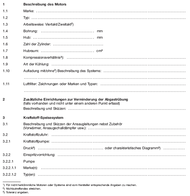 Anhang II Hauptmerkmale der Zugmaschine und des Motors und Angaben über die Durchführung der Prüfungen, Seite 1 (BGBl. 2012 I S. 790)