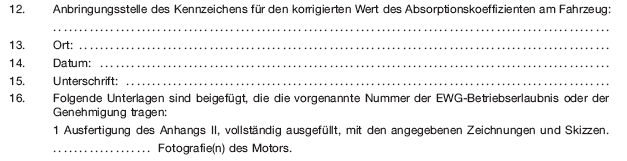 Anhang zum EWG-Betriebserlaubnisbogen hinsichtlich der Emission verunreinigender Stoffe aus Dieselmotoren, Seite 2 (BGBl. 2012 I S. 802)