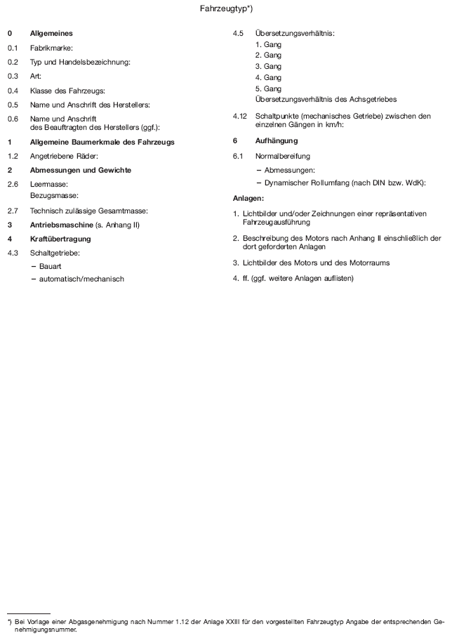 Anhang I Fahrzeugbeschreibung (BGBl. 2012 I S. 884)