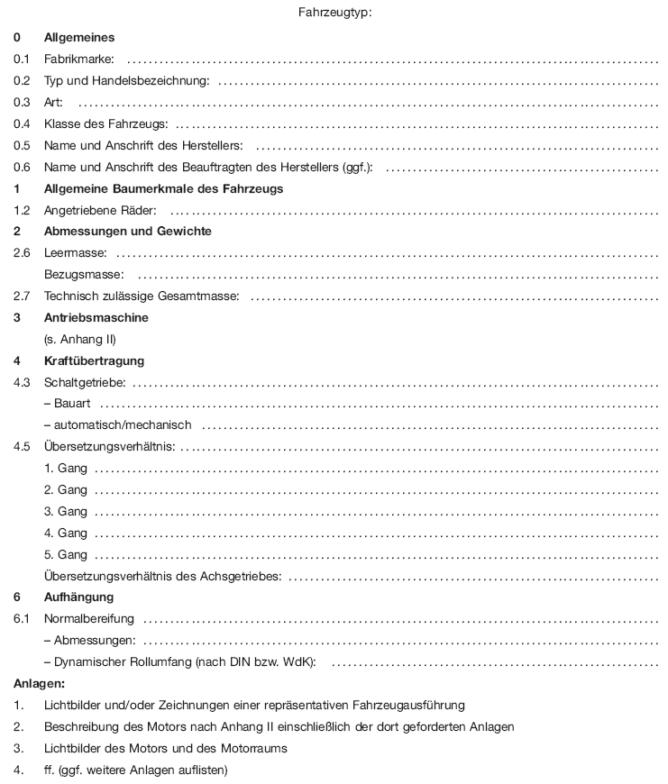 Anhang I Fahrzeugbeschreibung (BGBl. 2012 I S. 893)