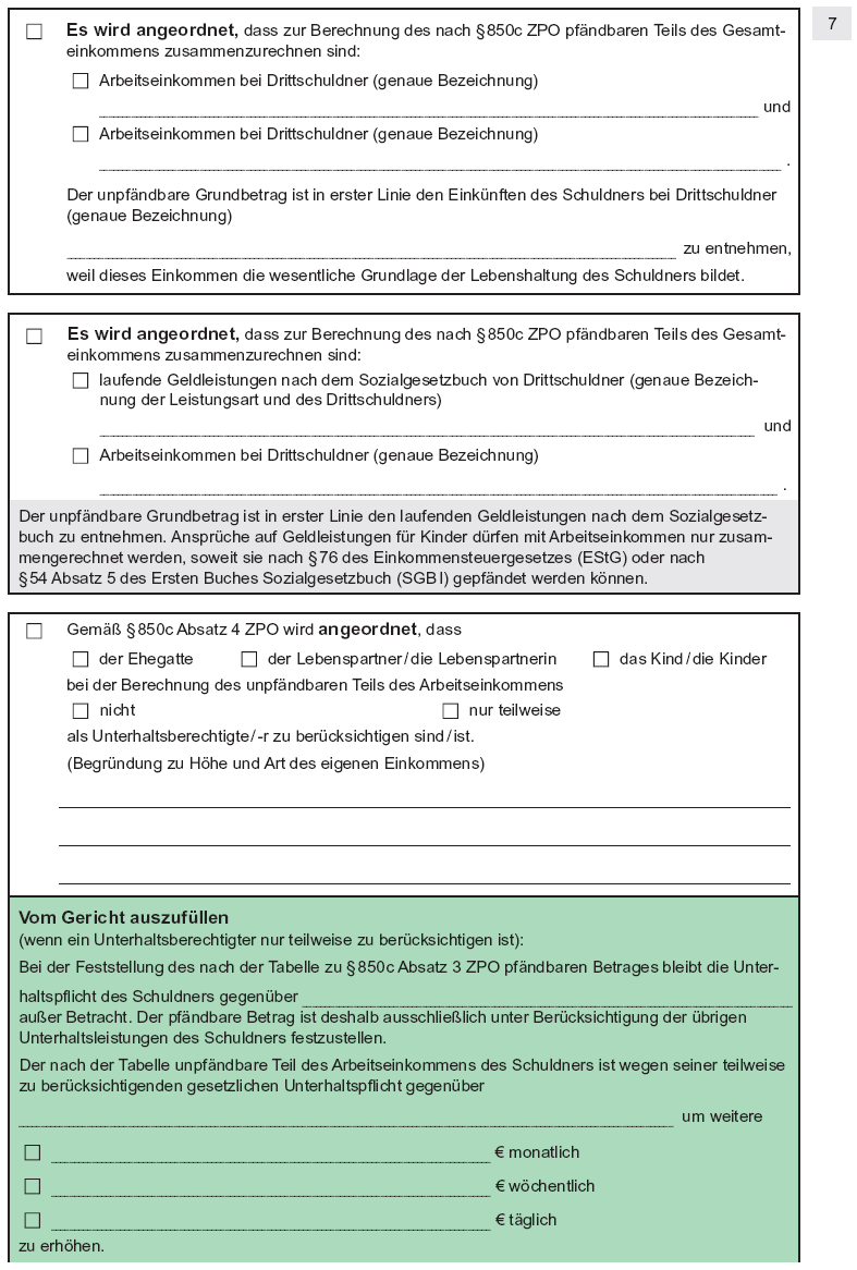 Antrag auf Erlass eines Pfändungs- und Überweisungsbeschlusses insbesondere wegen gewöhnlicher Geldforderungen, Seite 7 (BGBl. I 2012 S. 1834)