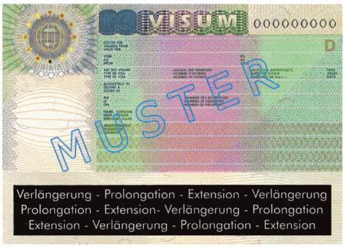 Verlängerung des Visums im Inland Klebeetikett (BGBl. I 2013 S. 353)