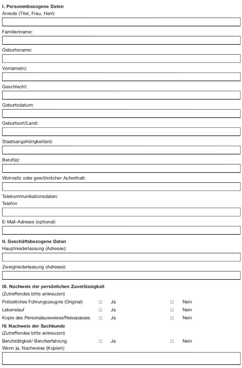 Antrag auf Erlaubnis zur Auswanderungsberatung, Seite 3 (BGBl. I 2013 S. 809)