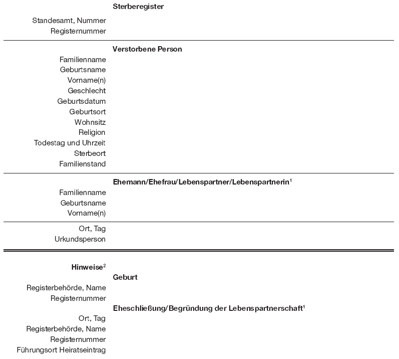 Sterberegister, Seite 1 (BGBl. I 2013 S. 1150)
