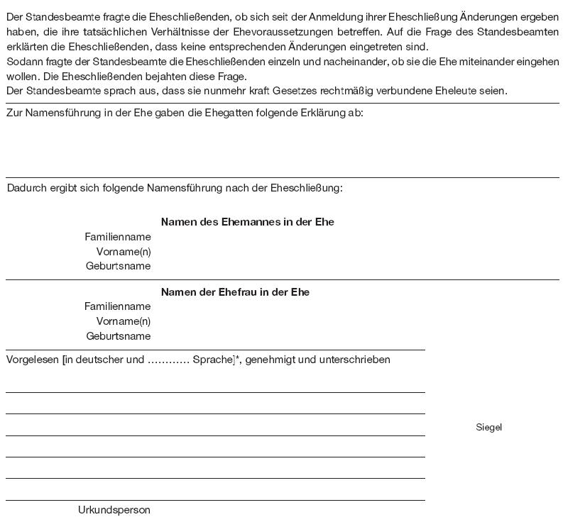 Niederschrift über die Eheschließung, Seite 2 (BGBl. I 2013 S. 1157)