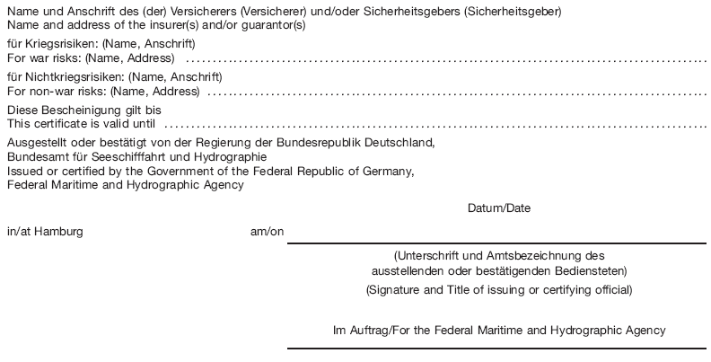 Bescheinigung über eine Versicherung oder sonstige finanzielle Sicherheit für die Haftung bei Tod und Körperverletzung von Reisenden, Seite 2 (BGBl. I 2013 S. 1931)