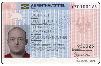 Muster Aufenthaltstitel Daueraufenthalt-EG Vorderseite (BGBl. 2013 I S. 3490)