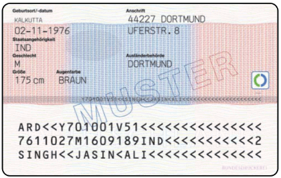 Muster Aufenthaltstitel Daueraufenthalt-EG Rückseite (BGBl. 2013 I S. 3490)