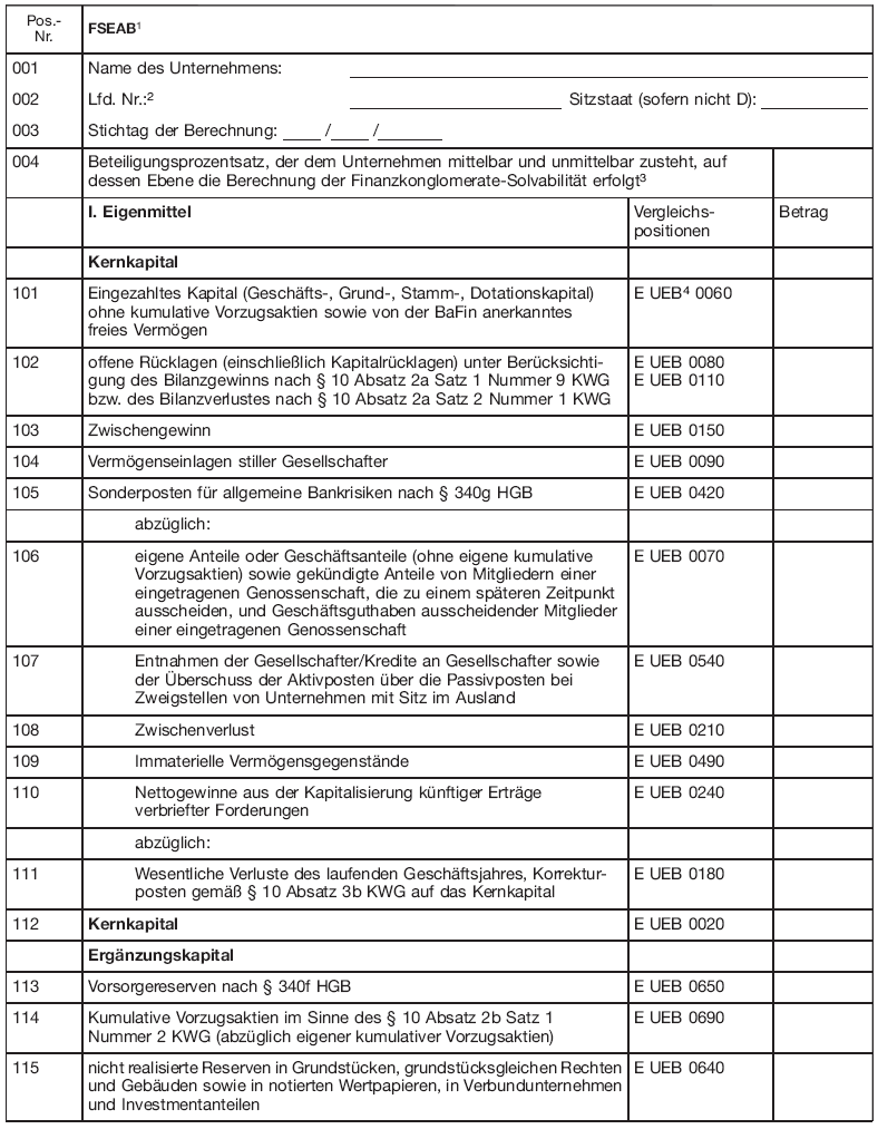 Meldevordruck - Einzelabschluss Banken (FSEAB) - (BGBl. I 2013 S. 3691)