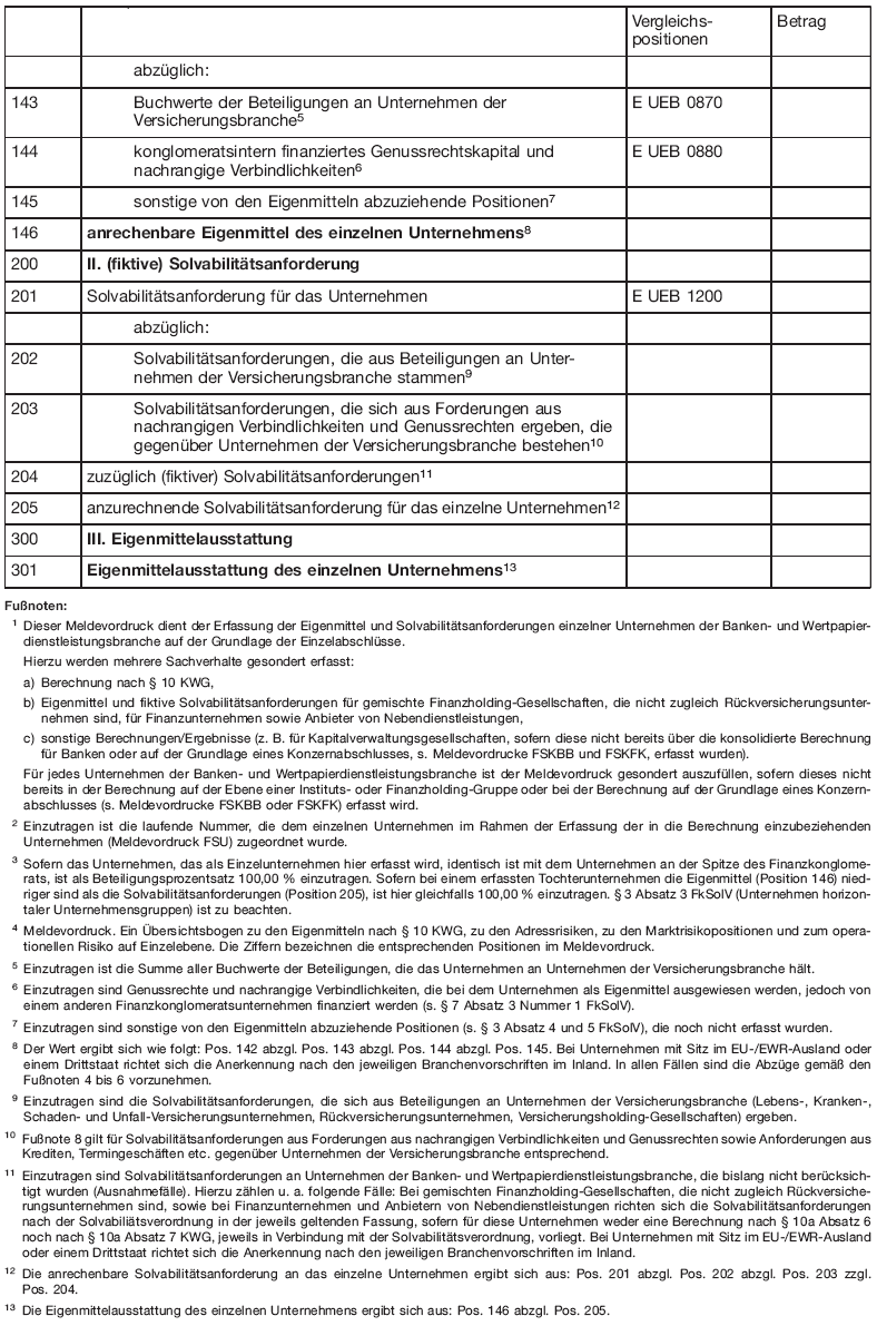 Meldevordruck - Einzelabschluss Banken (FSEAB) - (BGBl. I 2013 S. 3693)